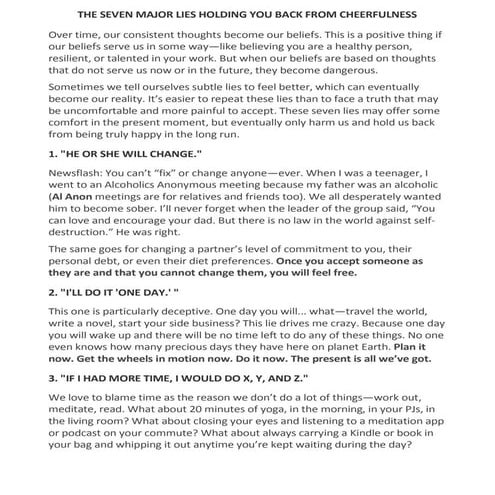 The seven major lies holding you back from cheerfulness