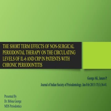 The short term effects of non surgical periodontal therapy on IL-6 and CRP le...