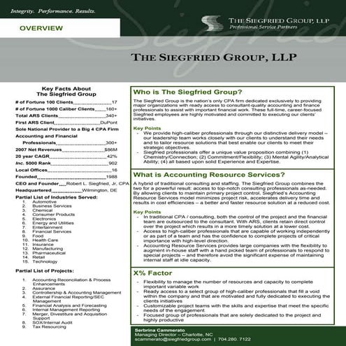 The Siegfried Group Overview | PDF