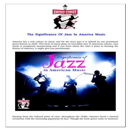 The Significance Of Jazz In America Music | PDF