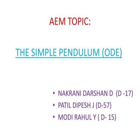 The simple pendulum (using O.D.E)