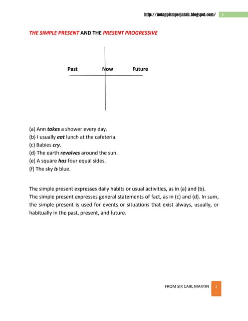 The simple present and the present progressive