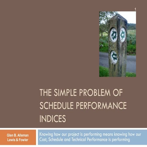 The simple problem of schedule performance indices | PDF