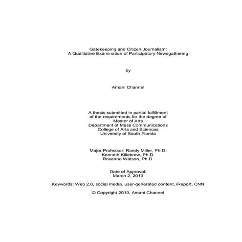 Gatekeeping and Citizen Journalism: A Qualitative Examination of Participator...