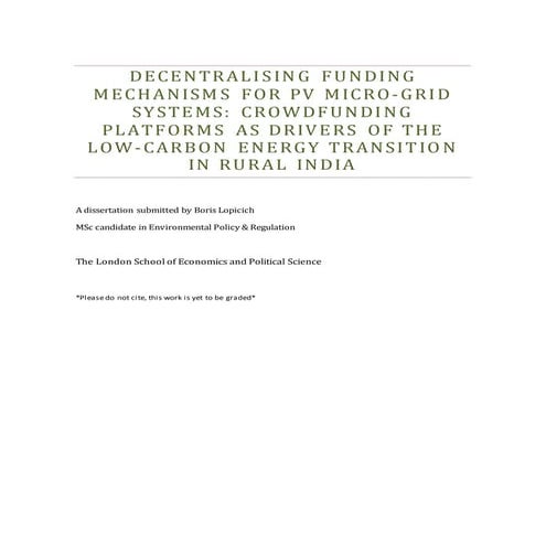 Crowdfunding for PV micro-grids in rural India