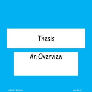 Basic Thesis Guidlines