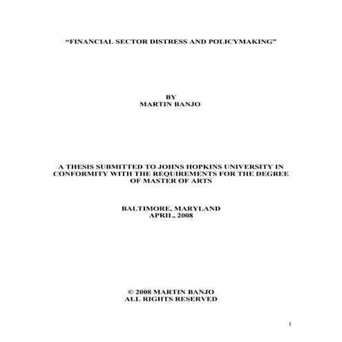 Thesis   financial sector distress