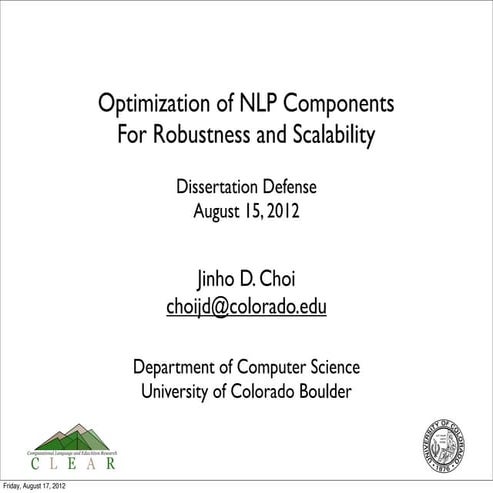 Optimization of NLP Components for Robustness and Scalability