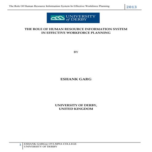 ROLE OF HRIS IN EFFECTIVE WORKFORCE PLANNING