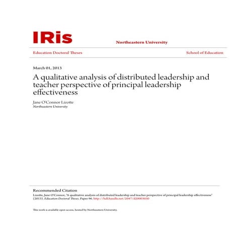 Thesis a qualitative analysis of distributed leadership and teacher perspecti...