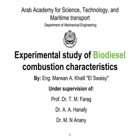 Experimental Study of Biodiesel Combustion Characteristics | PDF