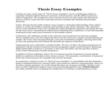 Thesis Essay Examples. Meet your deadlines for dissertation essays