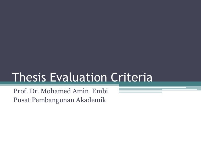 Dissertation evaluation criteria