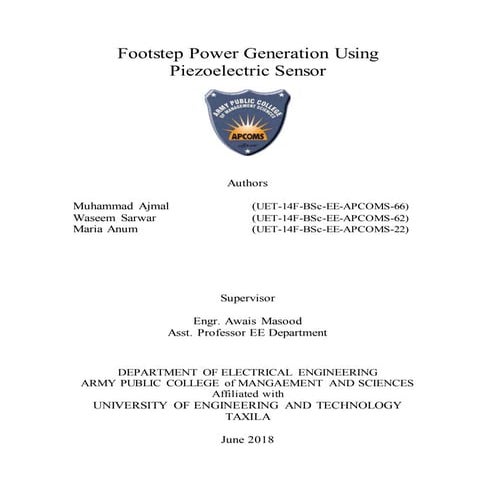 Thesis Of footstep Power Generation 