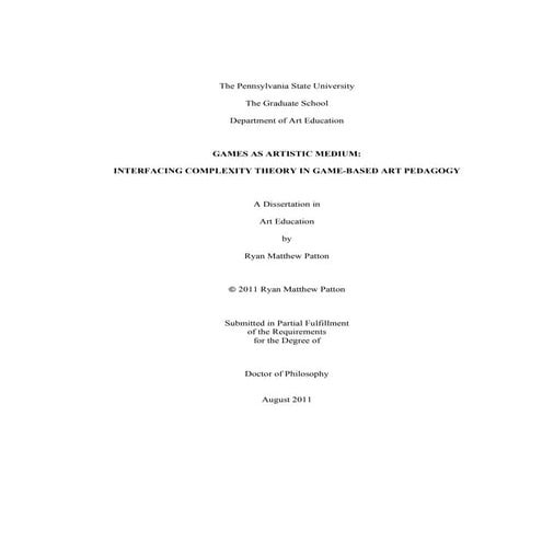 Thesis games as artistic mediumof learning