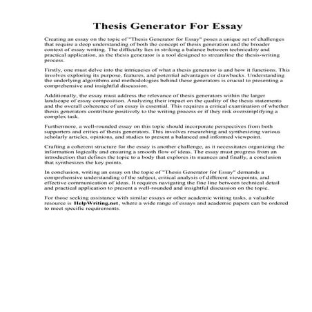 Thesis Generator For Essay