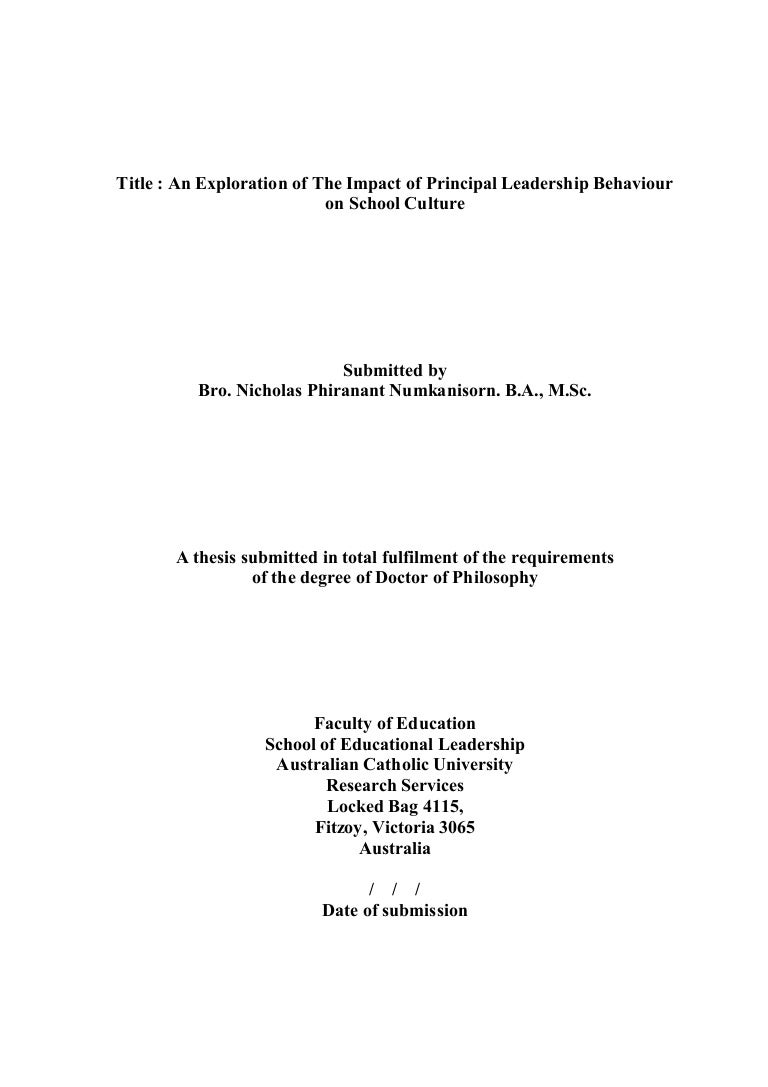 Dissertation on school principal leadership
