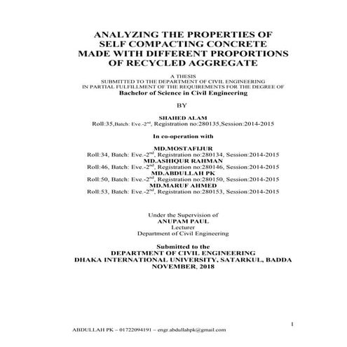 Thesis on analyzing the properties of self compacting concrete made ...