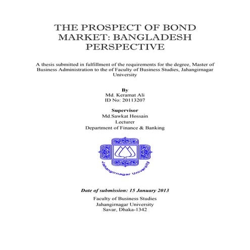 THE PROSPECT OF BOND MARKET: BANGLADESH PERSPECTIVE