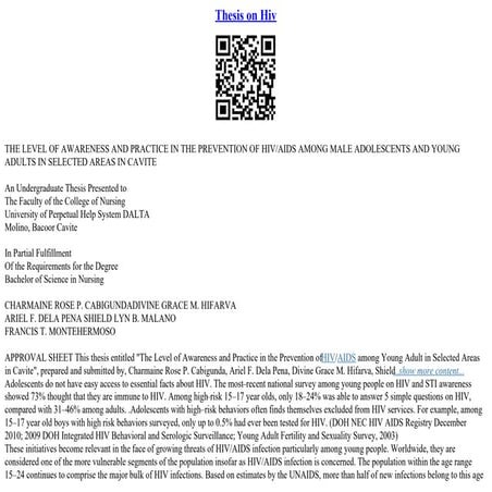 Thesis On Hiv