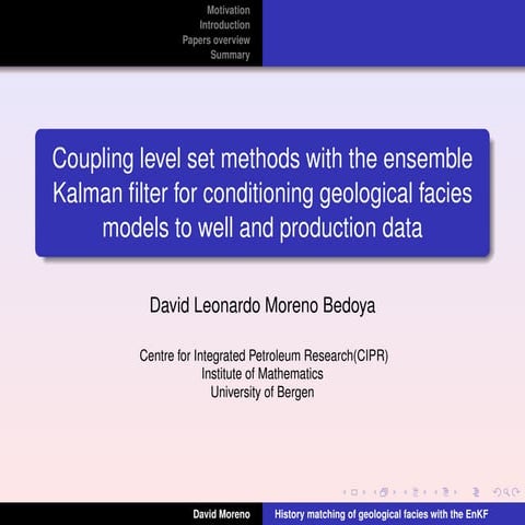 History matching of Geological facies, data assimilation, complex 