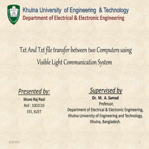 Thesis presentation on Visible light communication