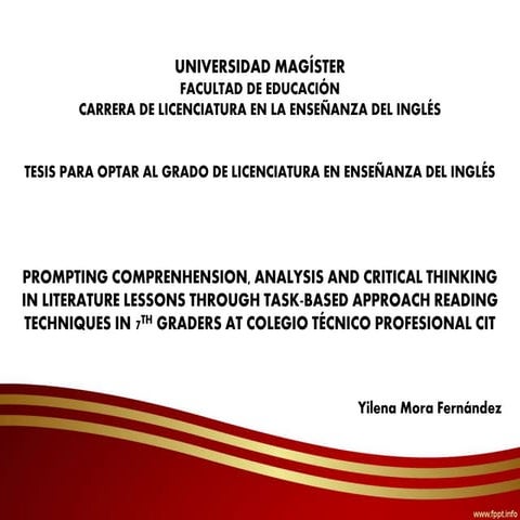 Prompting comprehension, analysis and critical thinking in literature lessons...