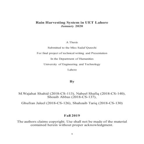 Thesis Rain Harvesting System TWPS