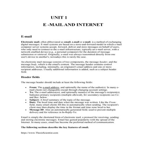 E -MAIL AND INTERNET