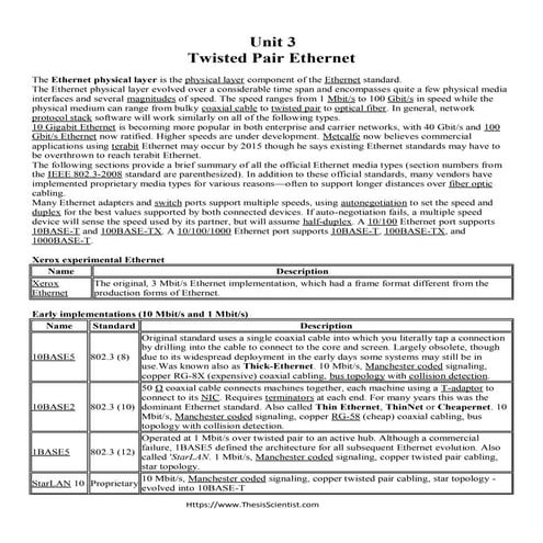 Twisted Pair Ethernet