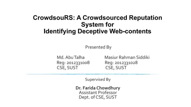 CrowdsouRS: A Crowdsourced Reputation System for Identifying Deceptive Web-contents