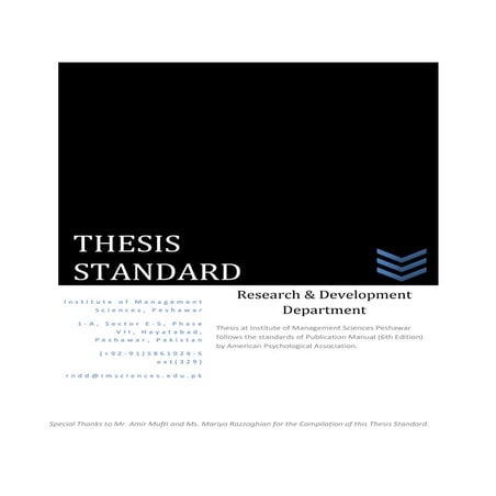 Thesis standards by rn dd im sciences
