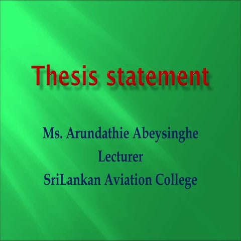 Thesis statement   arundathie abeysinghe