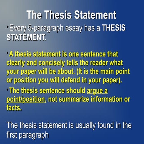Thesis Statement: Five Paragraph Essay