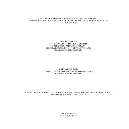 Thesis writing manual