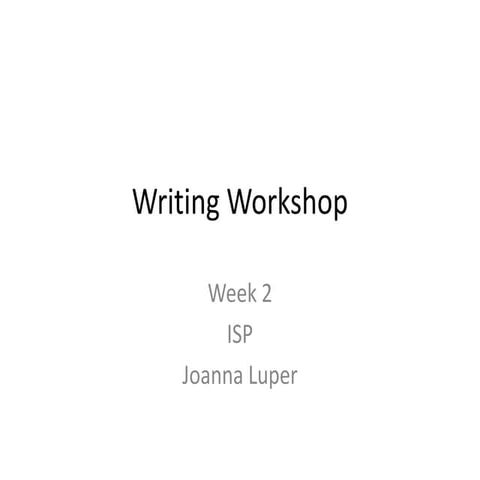 Thesis writingworkshop