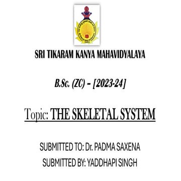 THE SKELETAL SYSTEM Bachelors zoology botany chemistry