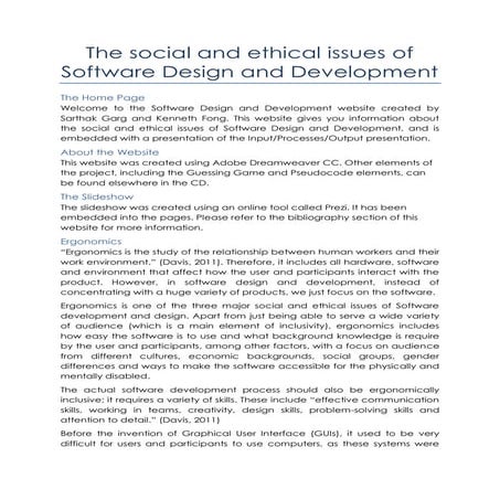 The social and ethical issues of sdd