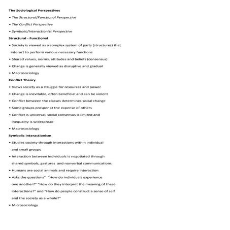 The sociological perspectives