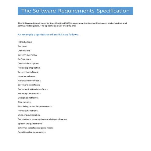 The software requirements specification