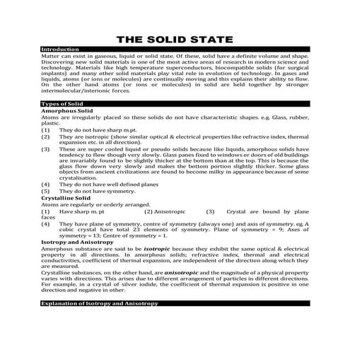 The solid state   part i