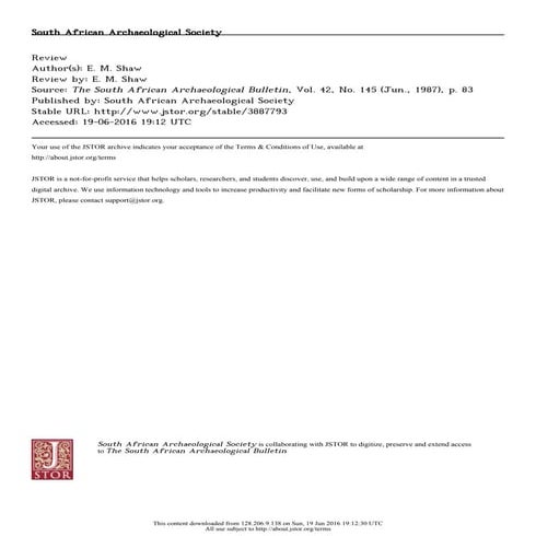 [The South African Archaeological Bulletin 1987jun vol. 42 iss. 145