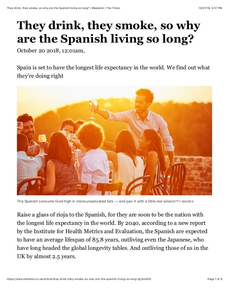 They Drink They Smoke So Why Are The Spanish Living So Long