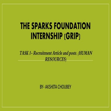 The Sparks Foundation Internship (GRIP)