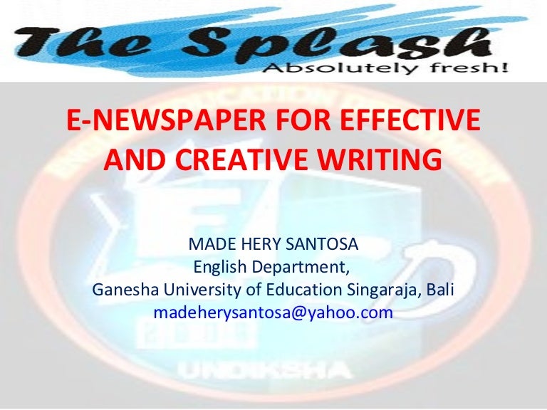 The Splash ENewspaper for Effective and Creative Writing