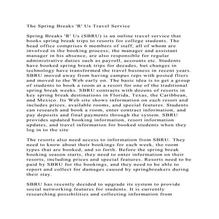 The Spring Breaks R Us Travel ServiceSpring Breaks R Us (SBR.docx