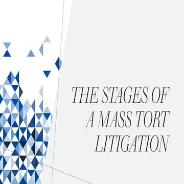 The Stages of a Mass Tort Litigation
