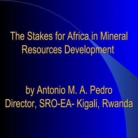The stakes for Africa in Mineral Resources Development