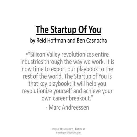 The Startup of You