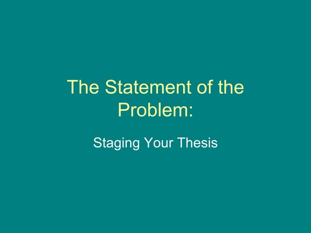 The statement of the problem